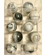 Round 2-2.5 Inch Natural Polished Black White Grey Marble Stone Sphere O... - £7.84 GBP