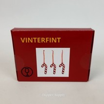 IKEA VINTERFINT Hanging Decoration Glass Candy Cane 3.25&quot; Ornament 3 Pac... - $16.82