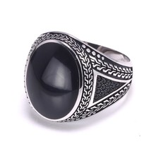 Real Pure Mens Rings Silver s925 Retro Vintage Big Turkish Rings For Men With Co - £39.01 GBP