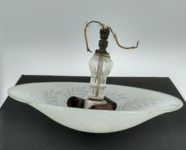 Vintage Mid Century 3 Light Glass Chandelier Ceiling Lamp Leaf Leaves Pa... - £77.31 GBP