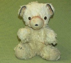 Vintage Antique Teddy Plush Rattle Jingle Bear Mohair? Ivory Fur Stuffed Animal - £179.13 GBP