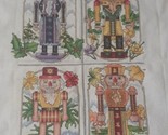 COMPLETED Sampler, Cross Stitch, 4 Christmas Nutcrackers Soldiers, 10x13&quot; - $24.25