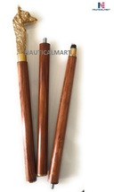 Brass Nautical Walking Stick Fox Head Style Wood Cane Classic Style Wooden Cane  - £73.03 GBP