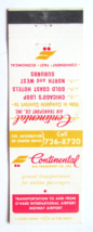 Continental Air Transport to &amp; from O&#39;Hare International Airport Matchbo... - £1.38 GBP