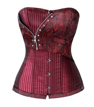 Steampunk Corset Red Jacquard Brocade Lace Up Costume Accessories Small - £27.25 GBP