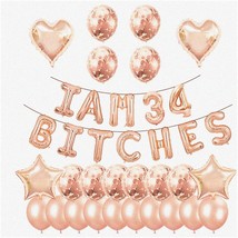 34 &amp; Fabulous Party Kit - Sassy Banner, Glitzy Confetti, Rose Gold Ballo... - €38,10 EUR