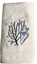 Traditions Shell Coral Ivory Embroidered Hand Towel Bathroom Summer Beach House - £17.97 GBP