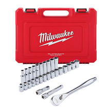 Milwaukee 48-22-9510 1/2&quot; Drive Metric Ratchet and Socket Set - 28 PC - £226.75 GBP