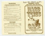 Hard Times Cafe Menu Award Winning Chili US 281 North San Antonio Texas  - £7.95 GBP