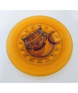 Vintage Indiana Glass Amber Kings Crown Thumbprint Snack Set Cup and Plate - £11.58 GBP