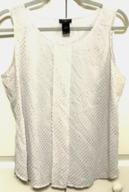 Ann Taylor LP White Silver Polka Dot Sleeveless Shirt Top - $14.85