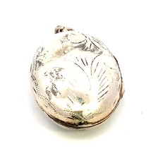 Vintage Sterling Silver Fine Etched Engraved Design Puffy Oval Locket Pendant - £46.69 GBP