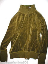 Womens New Designer Natori Velour Jacket Olive Green Army Small Yoga Wal... - $146.52