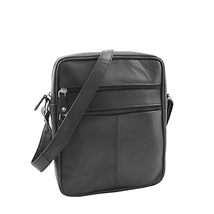 DR333 Men&#39;s Real Leather Cross Body Pouch Organiser Flight Bag Black - £35.87 GBP