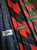 Vintage Huntington Multi-Colored Ties - 100% Pure Silk - Set Of 2 + Bonus Tie - £13.91 GBP