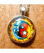 Sun and Moon Glass Cabochon Necklace - $131.52 MXN