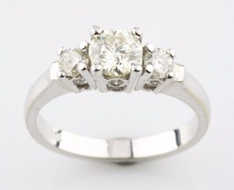 1.64 Carat Diamant Rond 3-Stone 18k or Blanc Fiançailles Taille Bague 7 ... - $93,140.71 MXN