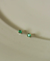 14ct Solid Gold Emerald Square Stud Earrings,  14K Au585, Handmade, green, gem - £81.99 GBP
