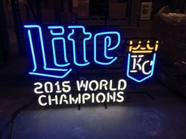 New Miller Lite Kansas City Royals 2015 World Champions Neon Sign 24"x20" - £196.72 GBP