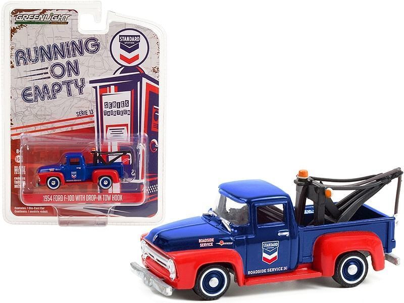 1954 Ford F-100 Tow Truck with Drop-in Tow Hook "Standard Oil" Blue and Matt Re - $19.44