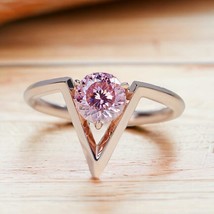 1.0ct pink portuguese round cut wedding moissanite engagement ring pink syntheti - £109.07 GBP