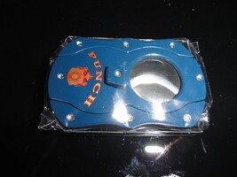 Colibri Punch Cigar Cutter Stainless Steel Double Guillotine Blue NIB image 3