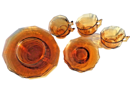 Cambridge Decagon Amber Luncheon Set Elegant Depression Signed 20 PCs. A... - $70.13