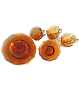 Cambridge Decagon Amber Luncheon Set Elegant Depression Signed 20 PCs. A... - $70.13