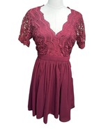 Lulus Angel in Disguise Burgundy Lace Skater Dress Size M Deep V Party C... - €38,21 EUR