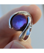 STERLING SILVER &amp; purple pearl ladies ring vintage abalone ring 925 SIZE 8 - $32.99