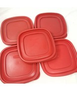 Rubbermaid Set of 5 Easy Find 7J64 Replacement Lids 6.5” Square Red plastic - $42.10 CAD