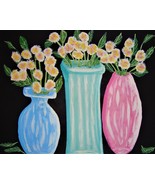 Painting Flowers Glass Vase Vases Original Signed Art Impressionism Reno... - $1,334.98 MXN
