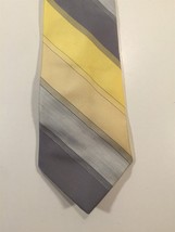 Vintage Paco Rabanne Tie - Yellow And Blue Striped Pattern - 3&quot; Wide - $14.99