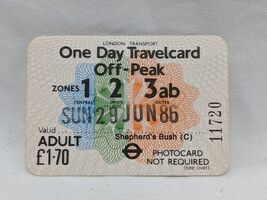 Vintage 1986 London Regional Transport One Day Travelcard Off-Peak Train... - €24,01 EUR
