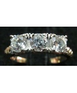 14k Yellow Gold 3 CZ Cubic Zirconia Anniversary Wedding Ring Sz 3.25 Ban... - $199.99