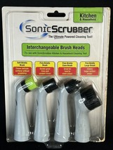 Sonic Scrubber Power Cleaner 4 Interchangeable Brush Heads Kitchen Cleaning Tool - £8.03 GBP