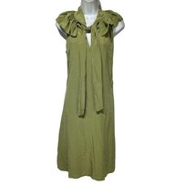 Anthropologie Girls from Savoy 100% Silk Green Lime Juice Ruffle Dress Size 6 - £18.19 GBP