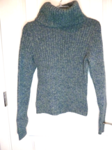 Old Navy M Ladies sweater Blue  Green Knit Turtleneck Lambswool Sweater ... - $8.74
