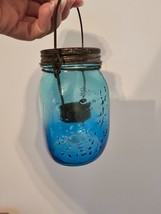 Blue Mason Jar Tealight Tea Light Candle Holder Lantern - £11.90 GBP