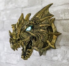Castle Dungeon Chained Golden Dragon Wall Plaque Decor Color Changing LE... - $37.99 Castle Dungeon Chained Golden Dragon Wall Plaque Decor Color Changing LE... - $37.99