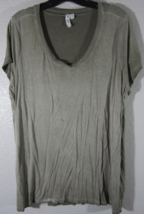 Cable Gauge Sport Knit Boho Top Shirt Blouse Short Sleeve Size  1X Olive - $11.87
