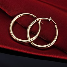 925 Silver 3.5cm Round earrings high quality 18K gold plated earrings Fashion Je - £10.50 GBP