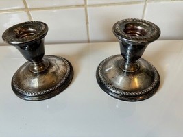 Vintage 1940s Rogers Sterling Silver Candle Holders Weighted 201-15 - £33.31 GBP