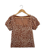 Free People Top Womens Medium Orange Rust Square Neck Short Puff Sleeve ... - $443.32 MXN