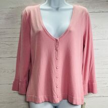 New Semantics Women’s Size XL Button Front 3/4 Sleeve Pink Sweater - $29.99