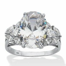 PalmBeach Jewelry 7.01 TCW Platinum Plated Silver Oval Cut CZ Engagement Ring - £25.71 GBP