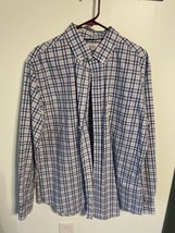 CROFT &amp; BARROW, MANS&#39; LONG SLEEVE SHIRT, SIZE LARGE, BLUE PLAID - $13.10