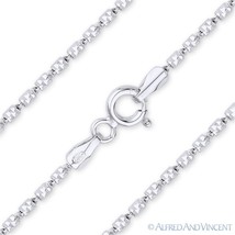 1.3mm Tube-Brite Bar Bead Link Italian Chain Necklace Sterling Silver &amp; Rhodium - £20.94 GBP+