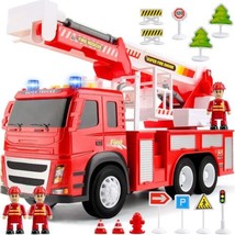 1:12 Scale Fire Truck Playset–Realistic Engine, Lights/Sounds/ 3 Firemen... - £31.67 GBP