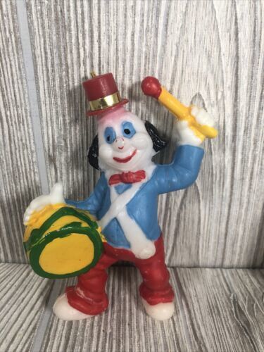Vintage Blow Mold 4.25” Drumming Clown Christmas Ornament - $8.90
